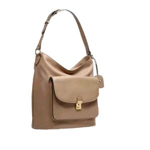 TORY BURCH PRISCILLA HOBO BAG ALMOND LEATHER